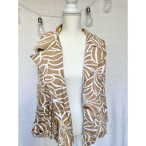 CATO Brown & White Cotton Belted Trench Coat Jacket Women's 18/20W - Picture 1 of 8